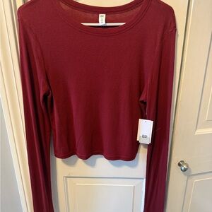 NWT BP Deep Red Ribbed Crop Long Sleeve Tee